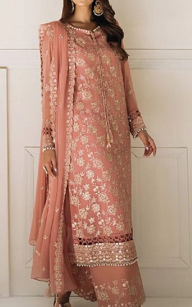 Salitex Pink Chiffon Suit | Pakistani Embroidered Chiffon Dresses USA- Image 1