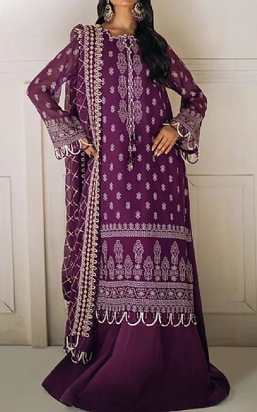 Salitex Purple Chiffon Suit | Pakistani Embroidered Chiffon Dresses USA- Image 1