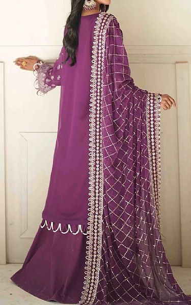 Salitex Purple Chiffon Suit | Pakistani Embroidered Chiffon Dresses USA- Image 2