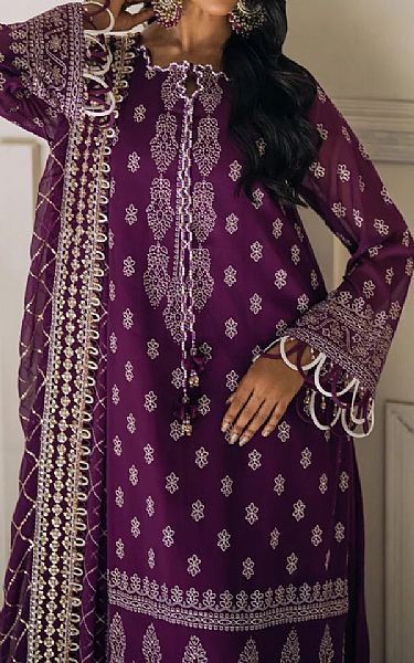 Salitex Purple Chiffon Suit | Pakistani Embroidered Chiffon Dresses USA- Image 3