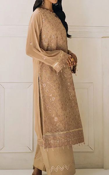 Salitex Tan Chiffon Suit | Pakistani Embroidered Chiffon Dresses USA- Image 3