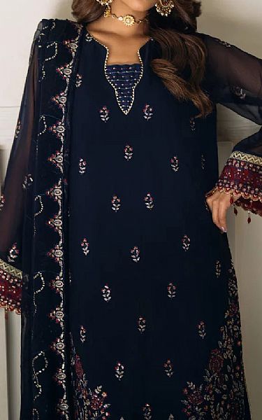 Salitex Navy Chiffon Suit | Pakistani Embroidered Chiffon Dresses USA- Image 3