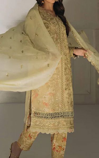 Salitex Light Golden Chiffon Suit | Pakistani Embroidered Chiffon Dresses USA- Image 3