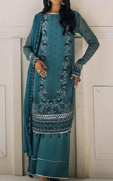 Salitex Sea Green Chiffon Suit | Pakistani Embroidered Chiffon Dresses USA- Image 1
