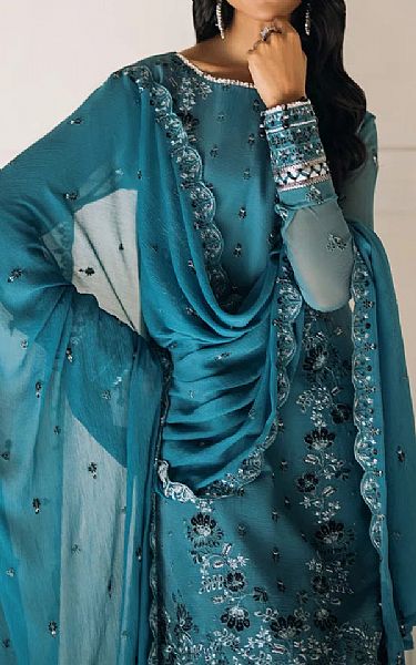 Salitex Sea Green Chiffon Suit | Pakistani Embroidered Chiffon Dresses USA- Image 3