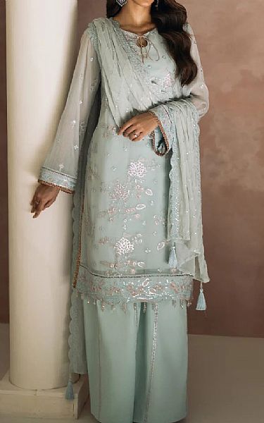 Salitex Pastel Grey Chiffon Suit | Pakistani Embroidered Chiffon Dresses USA- Image 1