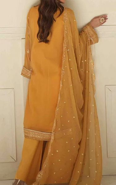 Salitex Fuel Yellow Chiffon Suit | Pakistani Embroidered Chiffon Dresses USA- Image 2