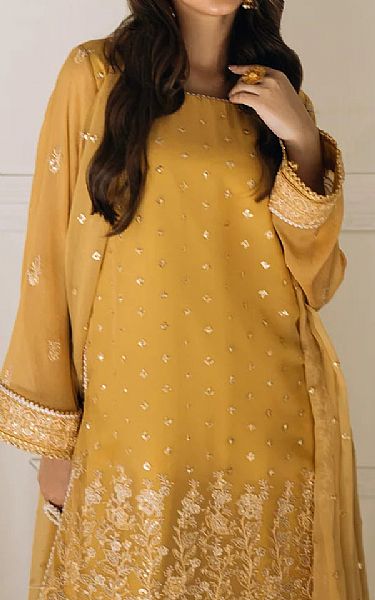 Salitex Fuel Yellow Chiffon Suit | Pakistani Embroidered Chiffon Dresses USA- Image 3