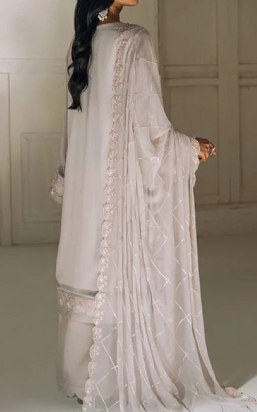 Salitex Light Grey Chiffon Suit | Pakistani Embroidered Chiffon Dresses USA- Image 2