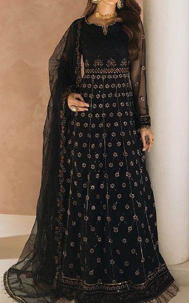 Salitex Black Net Suit | Pakistani Embroidered Chiffon Dresses USA- Image 1