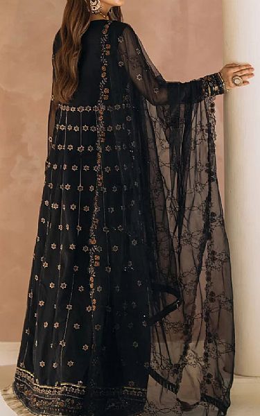 Salitex Black Net Suit | Pakistani Embroidered Chiffon Dresses USA- Image 2