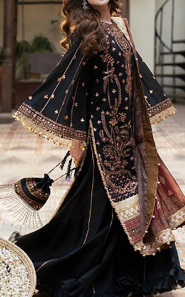 Salitex Black Net Suit | Pakistani Embroidered Chiffon Dresses USA- Image 3