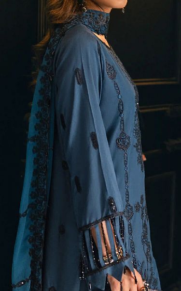 Salitex Pickled Bluewood Silk Suit | Pakistani Embroidered Chiffon Dresses USA- Image 3