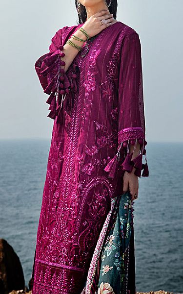 Salitex Fuchsia Net Suit | Pakistani Embroidered Chiffon Dresses USA- Image 3