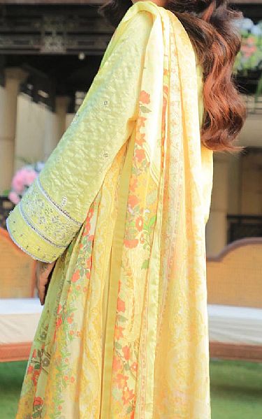 Salitex Lemon Net Suit | Pakistani Embroidered Chiffon Dresses USA- Image 2