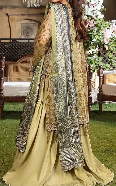 Salitex Sage Green Net Suit | Pakistani Embroidered Chiffon Dresses USA- Image 2