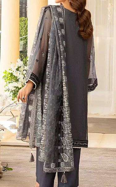 Salitex Dark Grey Net Suit | Pakistani Embroidered Chiffon Dresses USA- Image 2