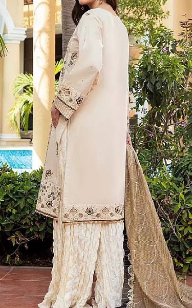 Salitex Off White Cotton Suit | Pakistani Embroidered Chiffon Dresses USA- Image 2