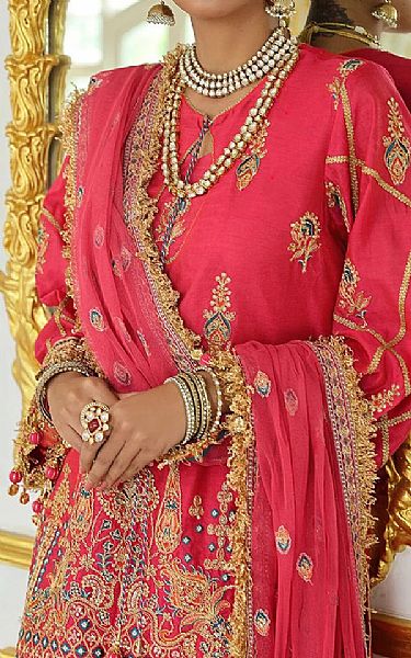 Salitex Radical Red Yarn Suit | Pakistani Embroidered Chiffon Dresses USA- Image 3