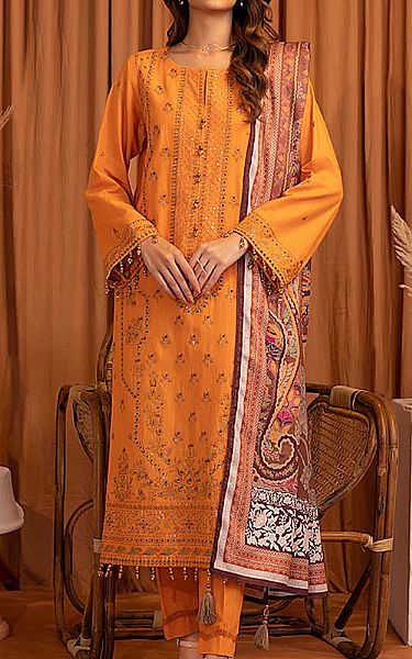 Salitex Mustard Khaddar Suit | Pakistani Winter Dresses in USA- Image 1