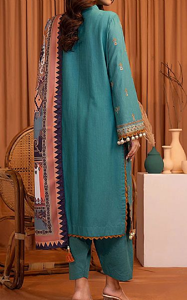 Salitex Teal Khaddar Suit | Pakistani Winter Dresses in USA- Image 2
