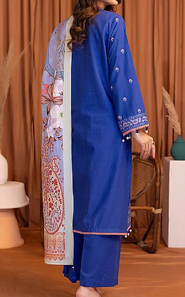 Salitex Royal Blue Khaddar Suit | Pakistani Winter Dresses in USA- Image 2