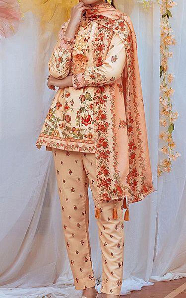 Salitex Peach Lawn Suit | Pakistani Lawn Dress in USA- Image 1