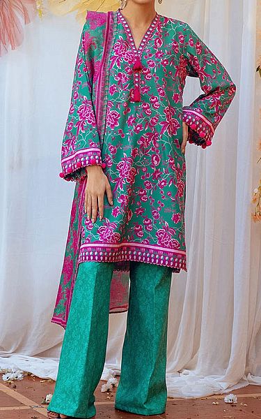 Salitex Teal/Magenta Lawn Suit | Pakistani Lawn Dress in USA- Image 1