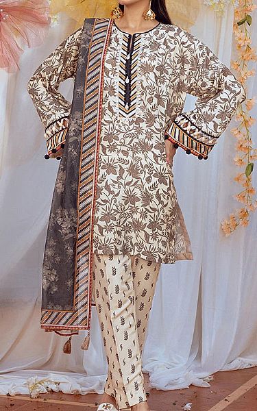 Salitex Off-white Lawn Suit | Pakistani Lawn Dress in USA- Image 1