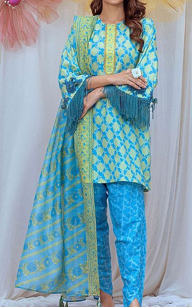 Salitex Ocean Blue Lawn Suit | Pakistani Lawn Dress in USA- Image 1