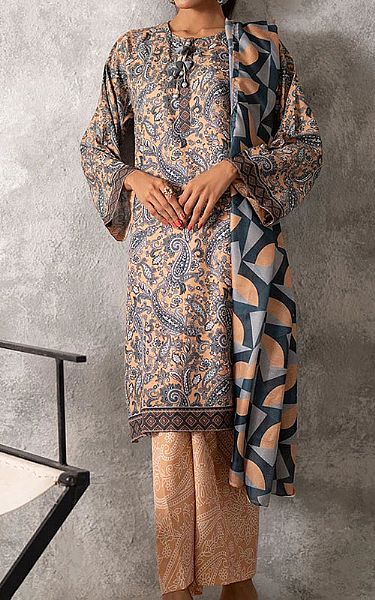 Salitex Grey/Peach Lawn Suit | Pakistani Lawn Dress in USA- Image 1
