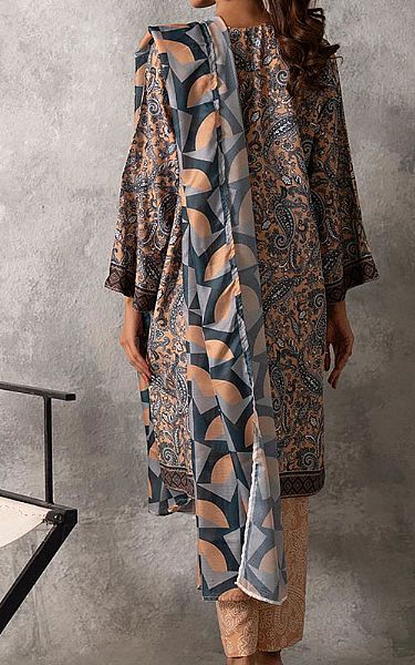 Salitex Grey/Peach Lawn Suit | Pakistani Lawn Dress in USA- Image 2