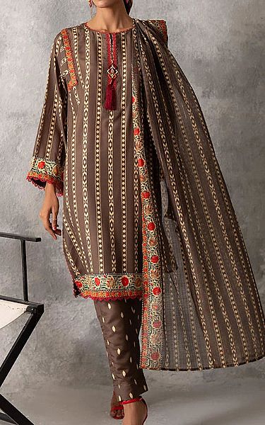 Salitex Brown Lawn Suit | Pakistani Lawn Dress in USA- Image 1