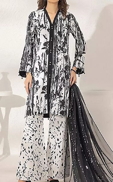 Salitex Off White/Black Lawn Suit | Pakistani Lawn Dress in USA- Image 1