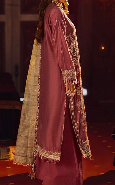 Salitex Pink Cotton Net Suit | Pakistani Embroidered Chiffon Dresses- Image 2