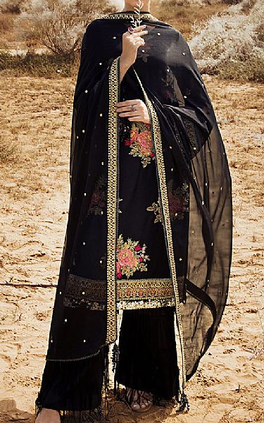 Salitex Black Chiffon Suit | Pakistani Embroidered Chiffon Dresses- Image 1