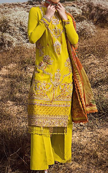 Salitex Yellow Chiffon Suit | Pakistani Embroidered Chiffon Dresses- Image 1