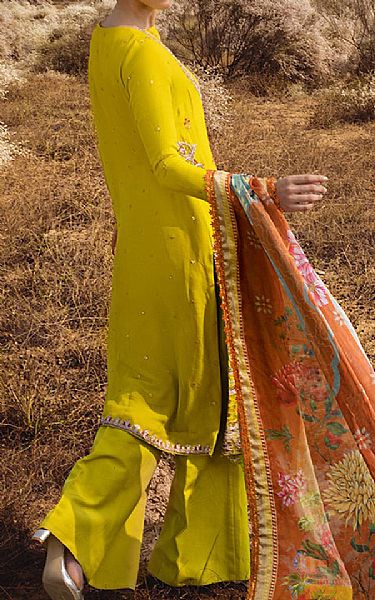 Salitex Yellow Chiffon Suit | Pakistani Embroidered Chiffon Dresses- Image 2