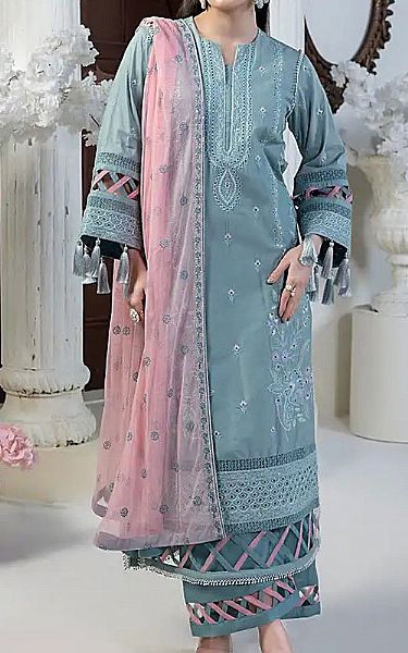 Salitex Slate Grey Lawn Suit | Pakistani Lawn Dress in USA- Image 1