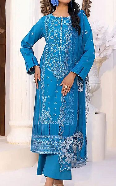 Salitex Royal Blue Lawn Suit | Pakistani Lawn Dress in USA- Image 1