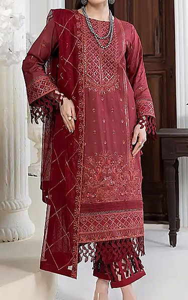 Salitex Maroon Lawn Suit | Pakistani Lawn Dress in USA- Image 1