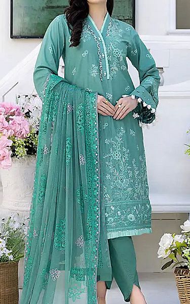Salitex Sea Green Lawn Suit | Pakistani Lawn Dress in USA- Image 1