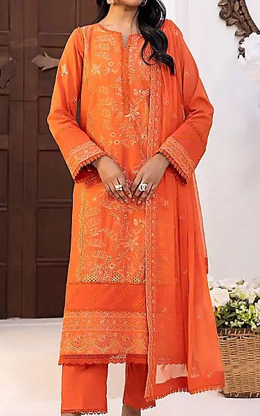 Salitex Orange Lawn Suit | Pakistani Lawn Dress in USA- Image 1