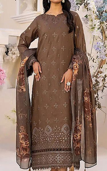 Salitex Sea Brown Lawn Suit | Pakistani Lawn Dress in USA- Image 1