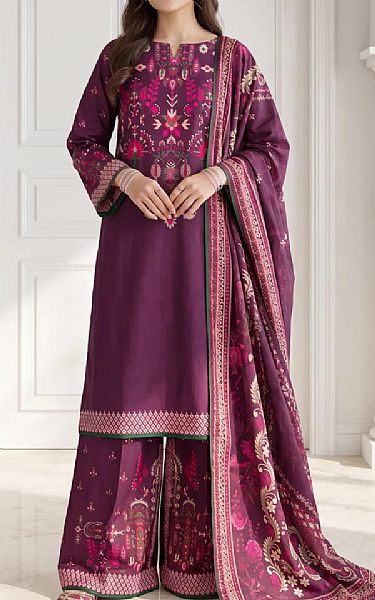 Salitex Plum Lawn Suit | Pakistani Lawn Dress in USA- Image 1