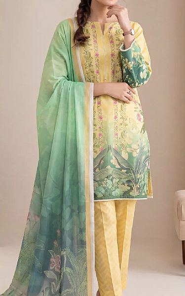 Salitex Light Yellow Lawn Suit | Pakistani Lawn Dress in USA- Image 1