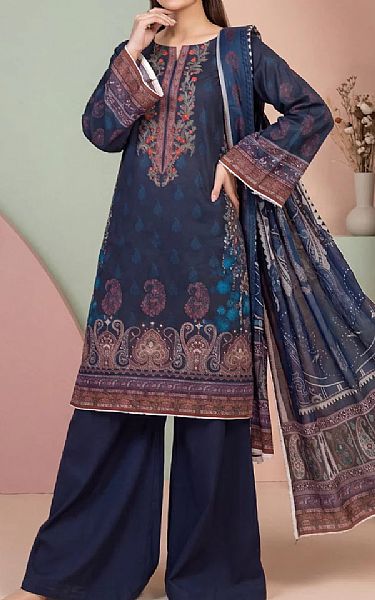 Salitex Navy Blue Lawn Suit | Pakistani Lawn Dress in USA- Image 1