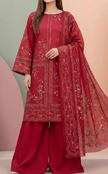 Salitex Vivid Burgundy Lawn Suit | Pakistani Lawn Dress in USA- Image 1
