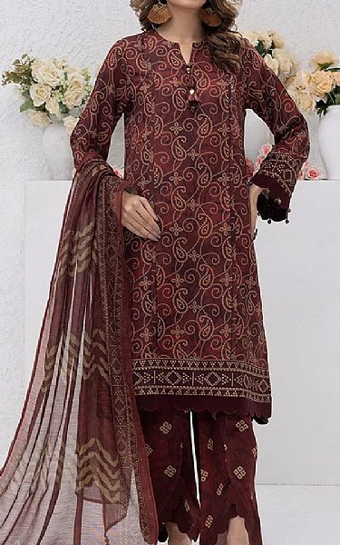 Salitex Congo Brown Lawn Suit | Pakistani Lawn Dress in USA- Image 1