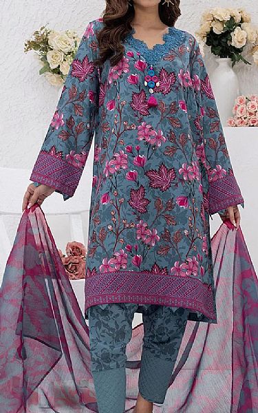 Salitex Slate Blue Lawn Suit | Pakistani Lawn Dress in USA- Image 1